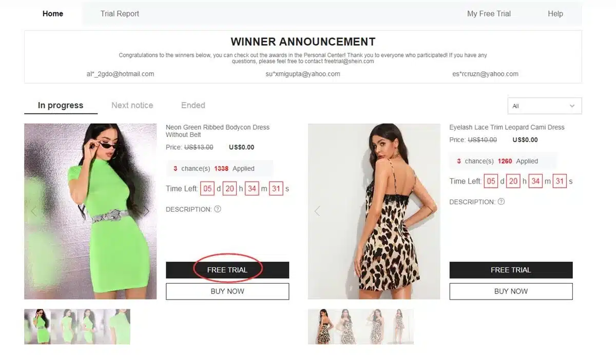 Shein Trial
